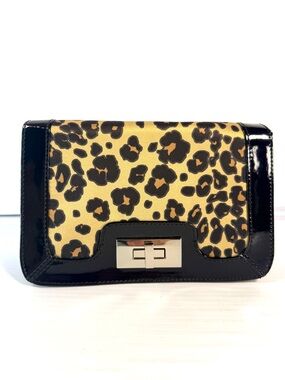 Liz Claiborne Black Patent & Leopard Print Clutch